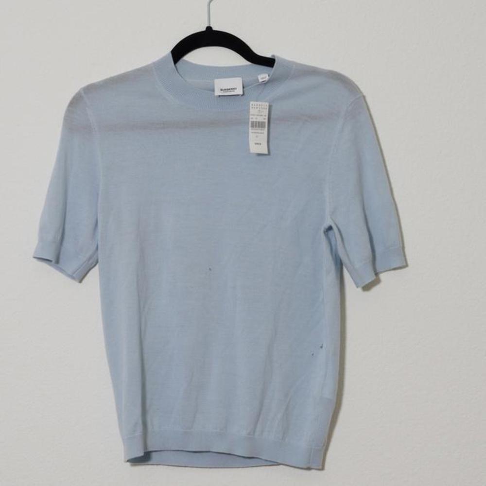 Burberry Baby Blue Distinctive Short Sleeve Sweater - Size XS